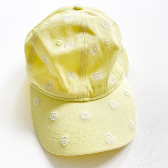 SOLD - Stoney Clover Lane Smiley Face Baseball Hat Pastel Yellow - Picture 2 of 6